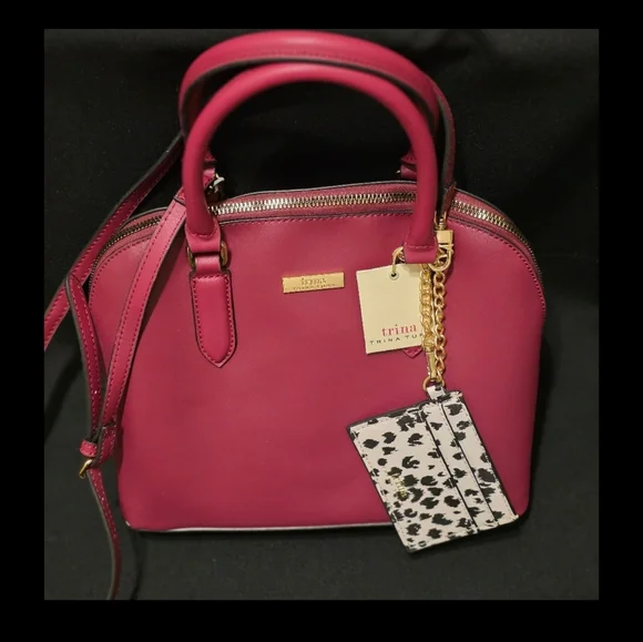 Trina Turk Rose Leather Handbag with Card Holder - Picture 1 of 6